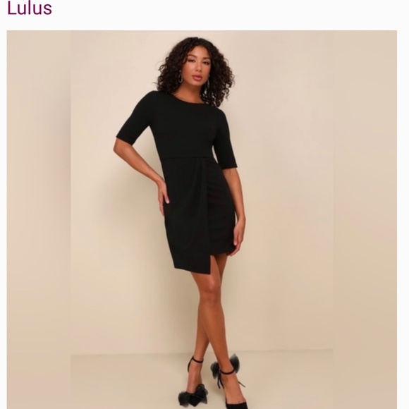 Lulus Westwood Black Half Sleeve Sheath Dress size Large - Picture 3 of 4